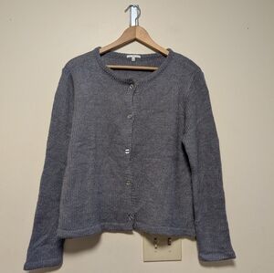 NIA Knit Button-Front Cardigan Gray S/M
